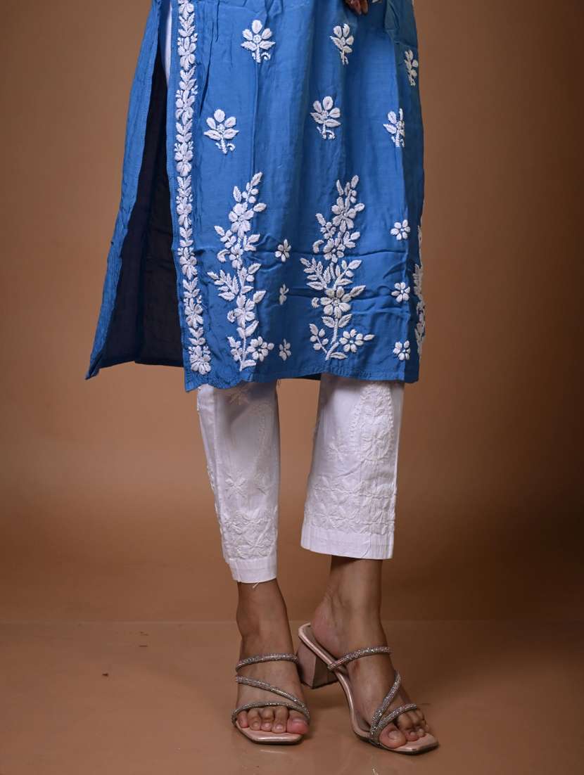 women long sleeve straight chikankari kurta - 22268684 -  Standard Image - 3