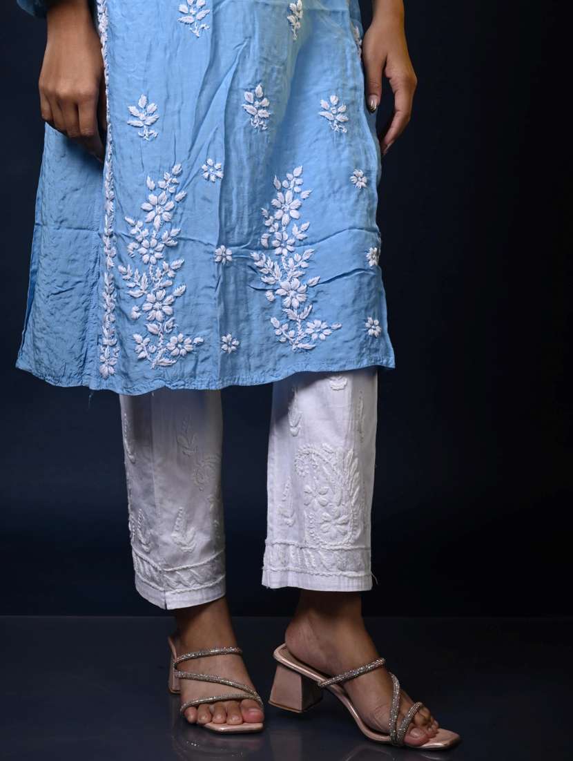 women long sleeve straight chikankari kurta - 22268714 -  Standard Image - 3