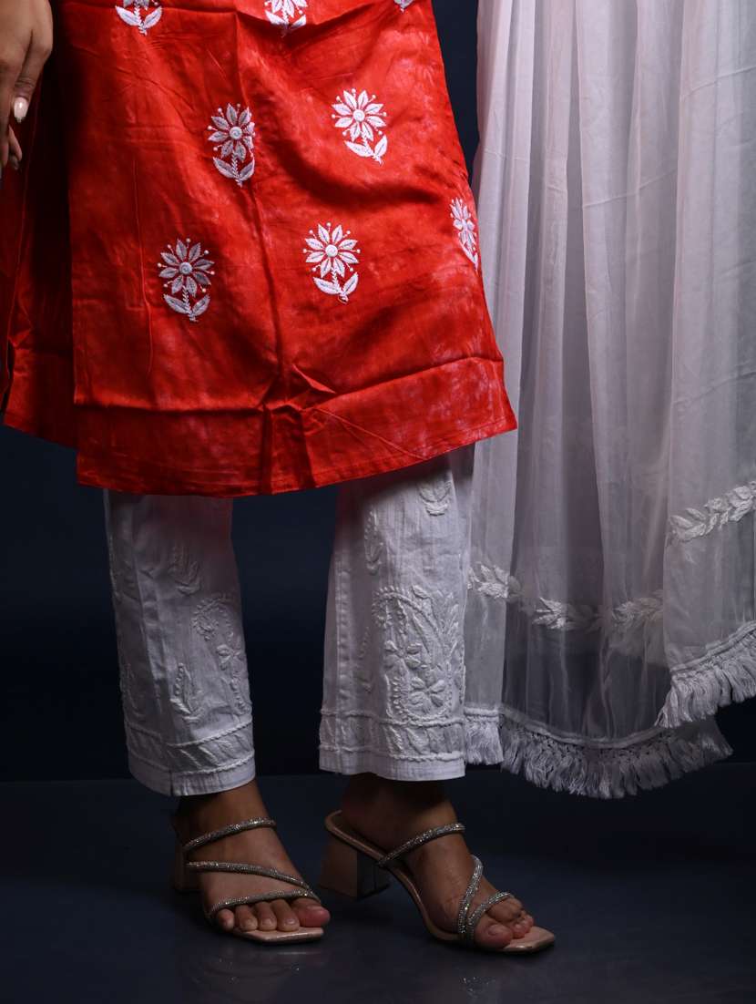 women long sleeve straight chikankari kurta - 22268727 -  Standard Image - 3