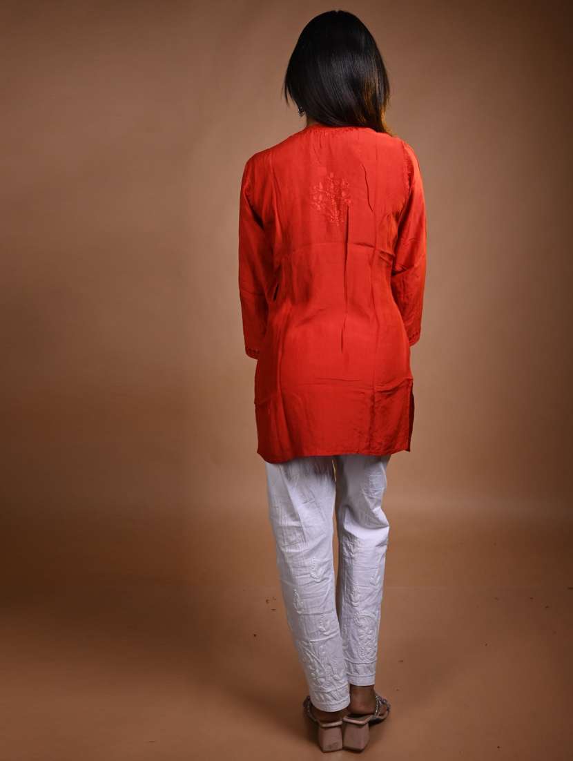 women long sleeve straight chikankari kurti - 22268747 -  Standard Image - 3