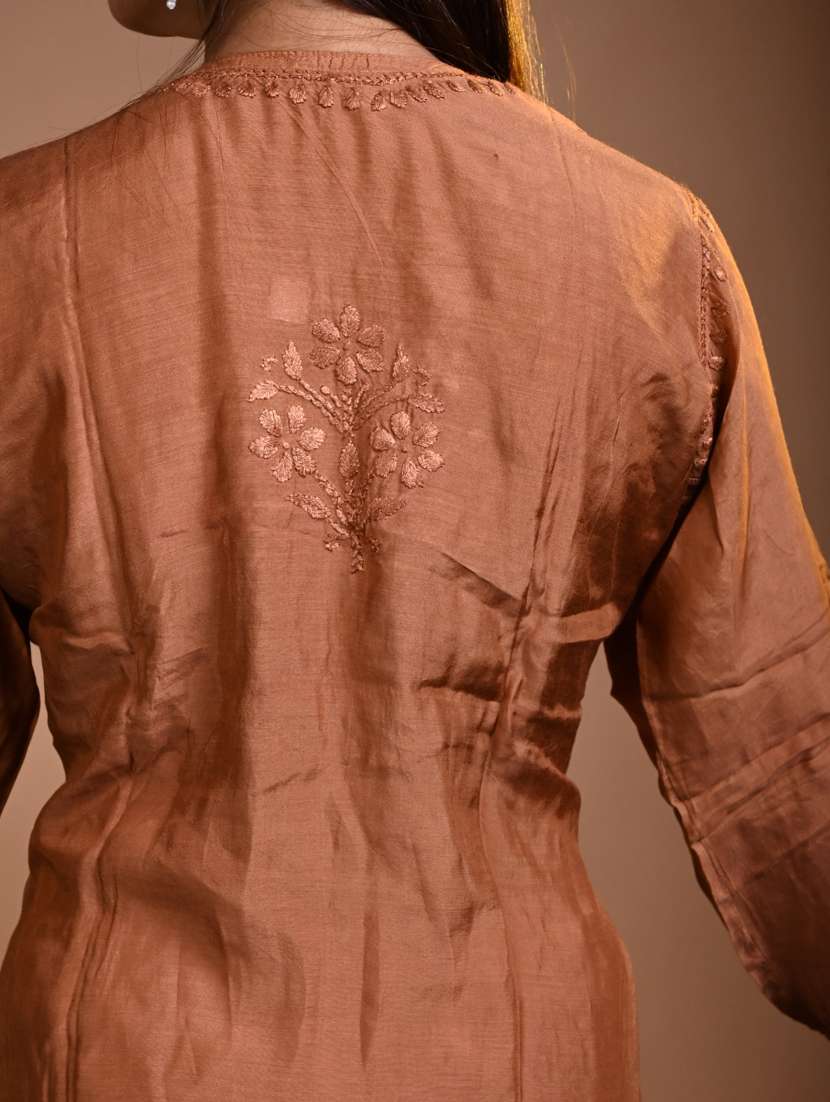 women long sleeve straight chikankari kurti - 22268750 -  Standard Image - 5