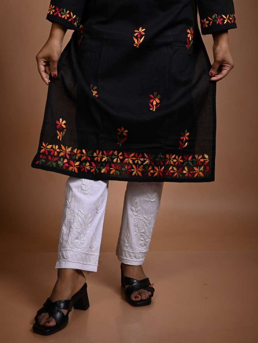 women long sleeve straight chikankari kurta - 22268753 -  Standard Image - 3