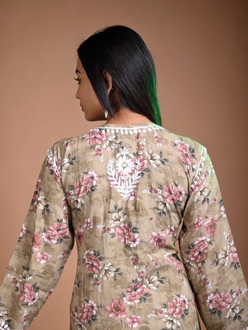 women floral long sleeve straight kurta - 22268762 -  Standard Image - 3
