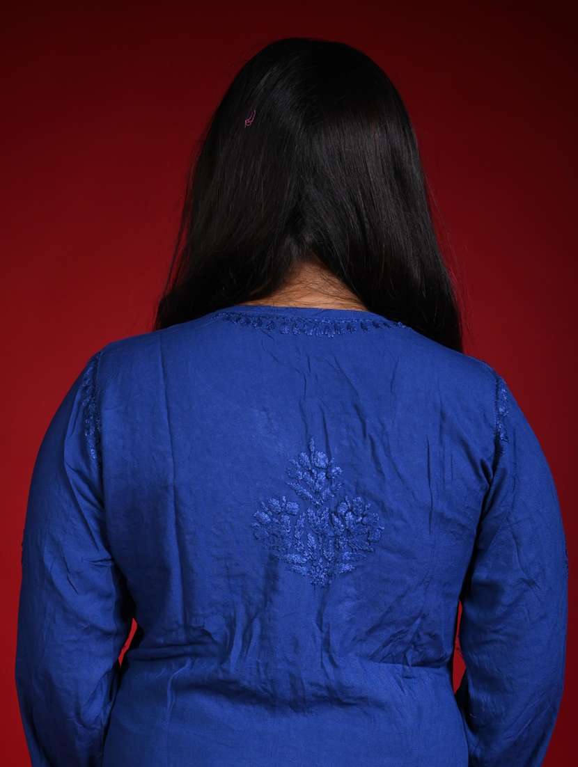 women solid with work long sleeve kurta palazzo set - 22268780 -  Standard Image - 5