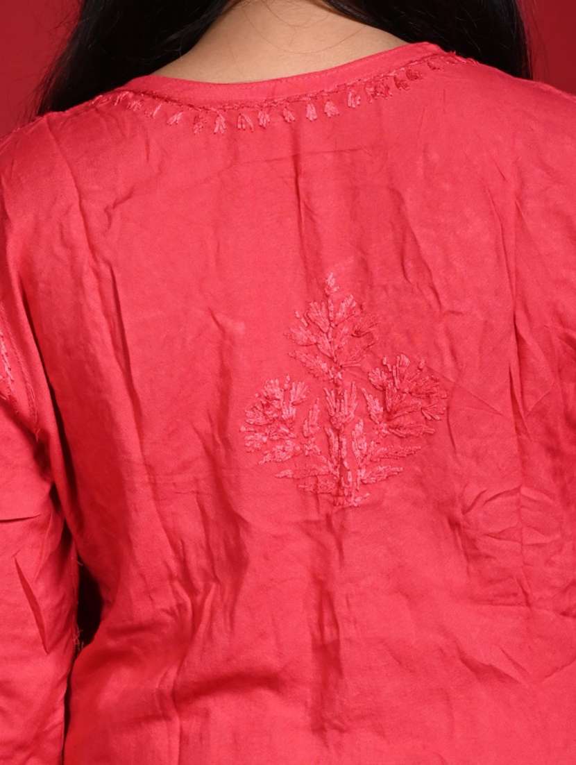 women solid with work long sleeve kurta palazzo set - 22268782 -  Standard Image - 5