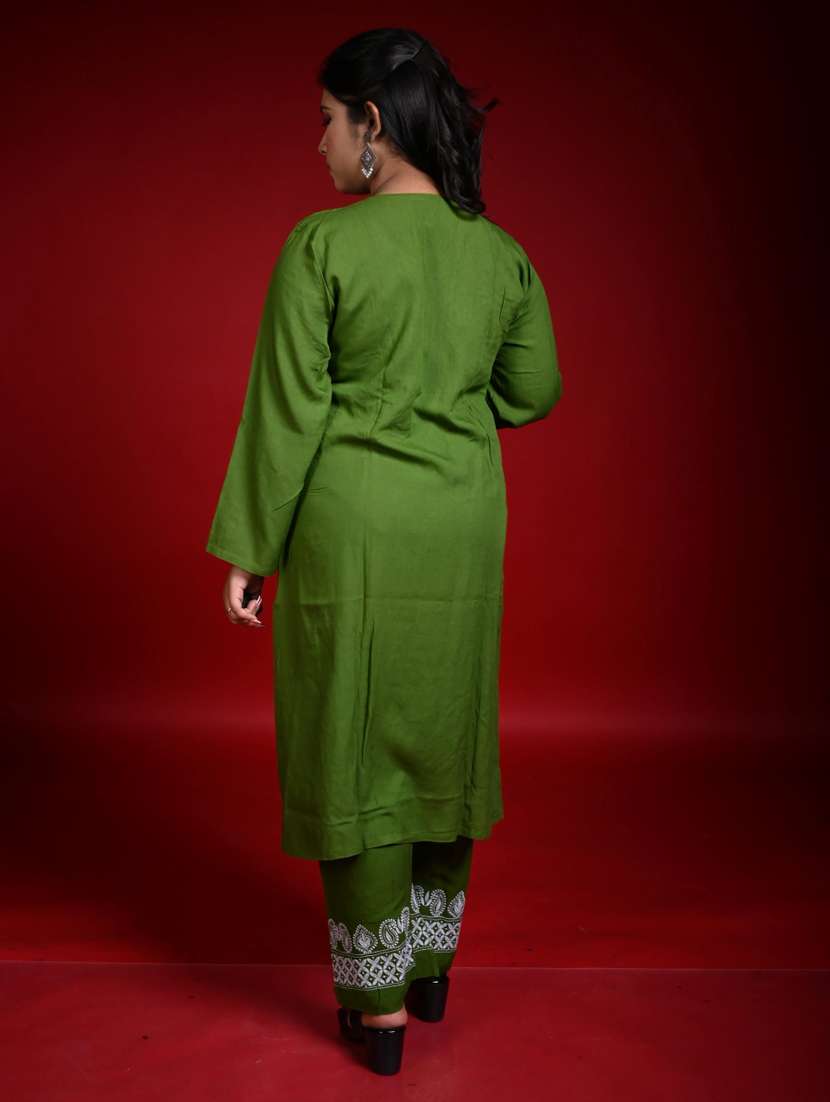 women solid with work long sleeve kurta pant set - 22268791 -  Standard Image - 3