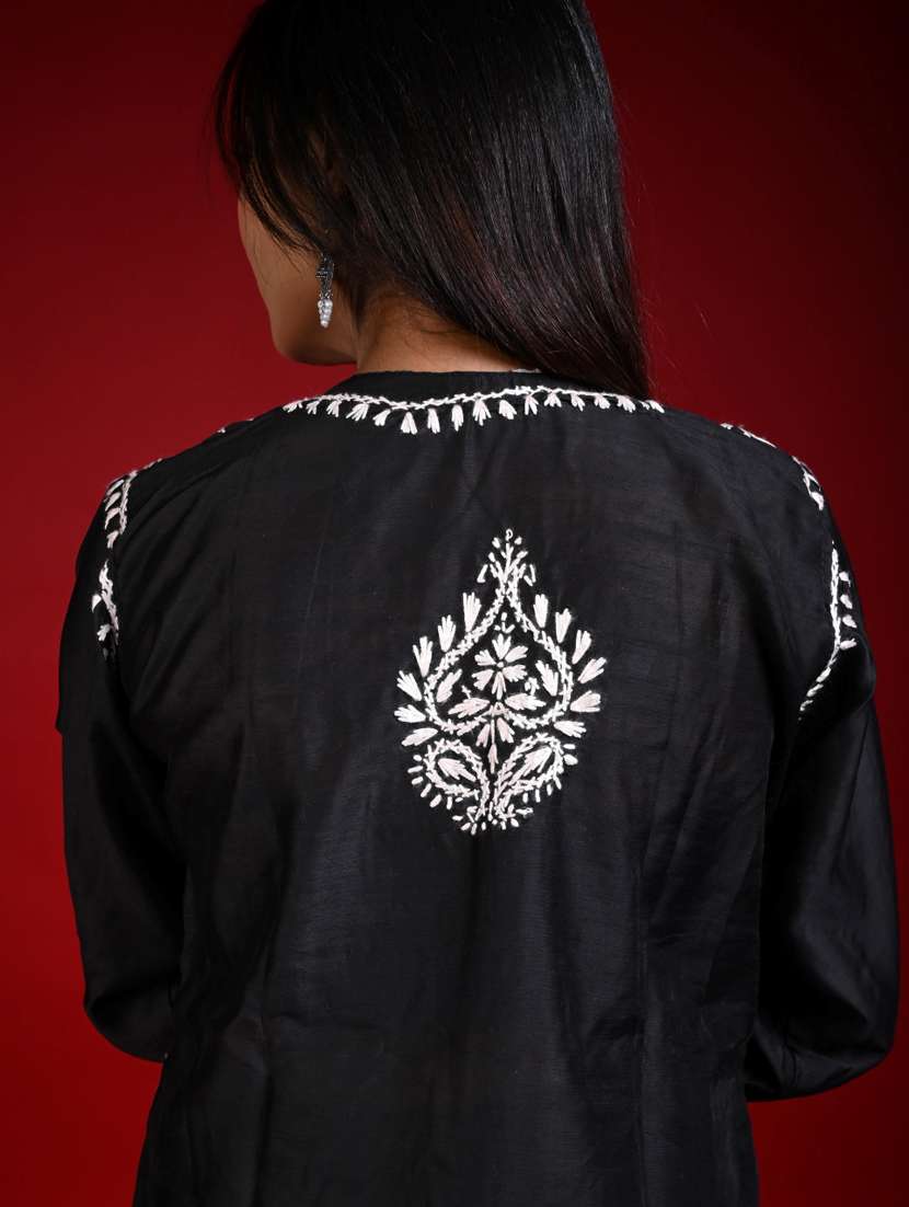 women solid with work long sleeve kurta palazzo set - 22268792 -  Standard Image - 5