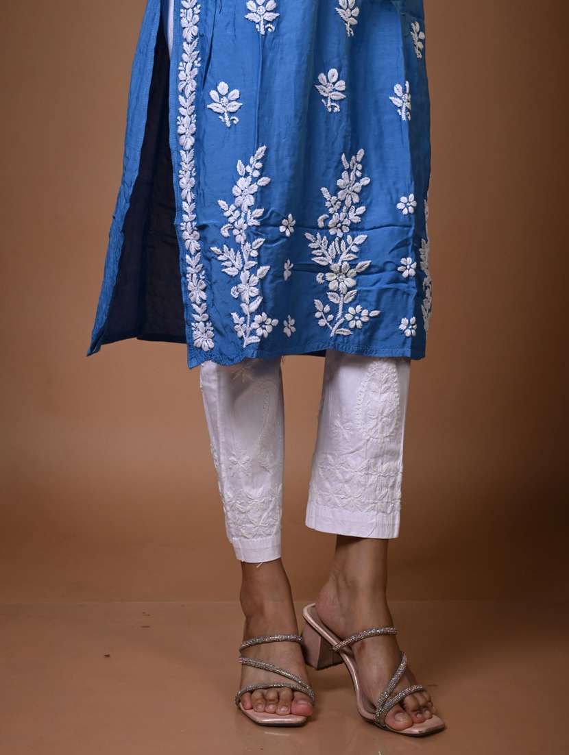 women solid with work long sleeve kurta pant set - 22268821 -  Standard Image - 3