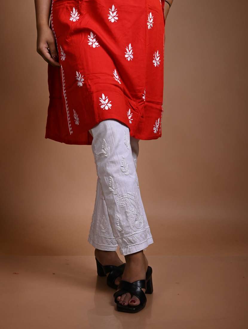 women solid with work three quarter sleeve kurta pant set - 22268881 -  Standard Image - 3