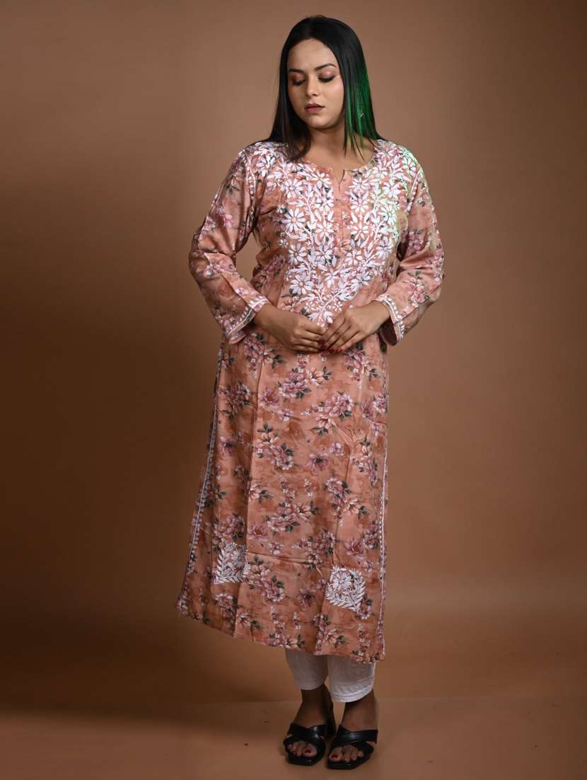 women floral long sleeve kurta pant set