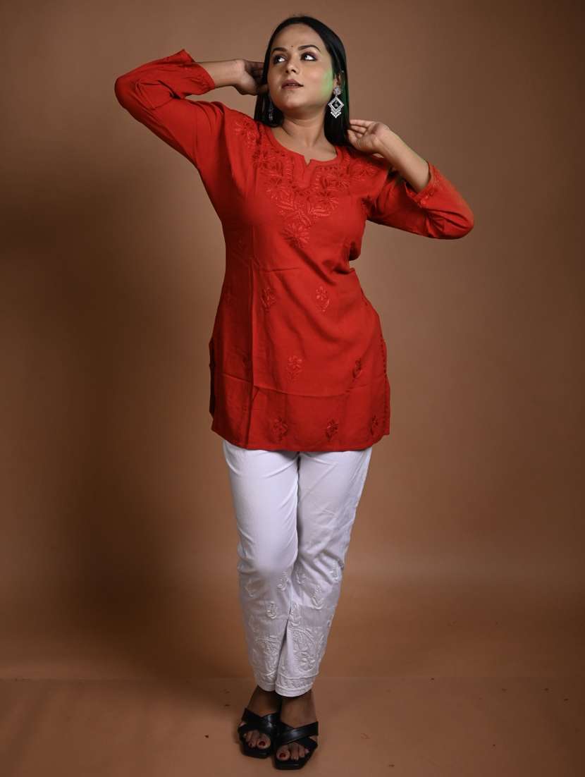women solid with work long sleeve kurta pant set