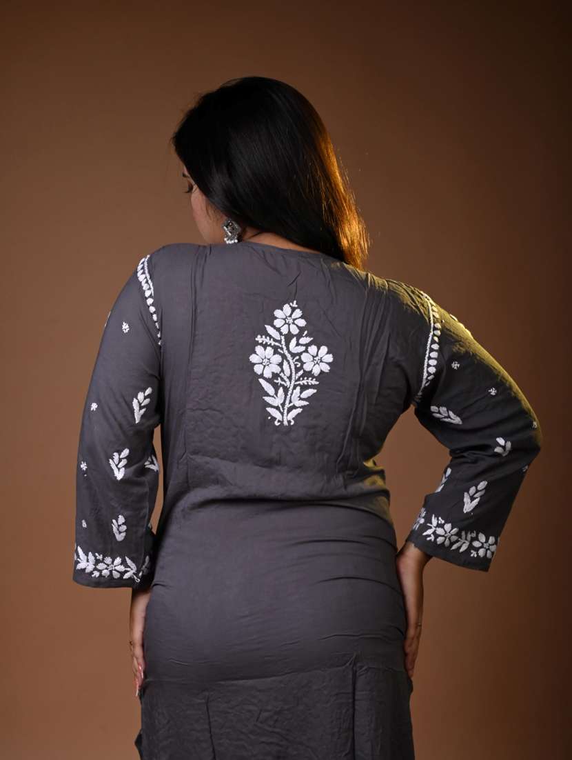 women chikankari long sleeve kurta pant with dupatta set - 22268938 -  Standard Image - 5