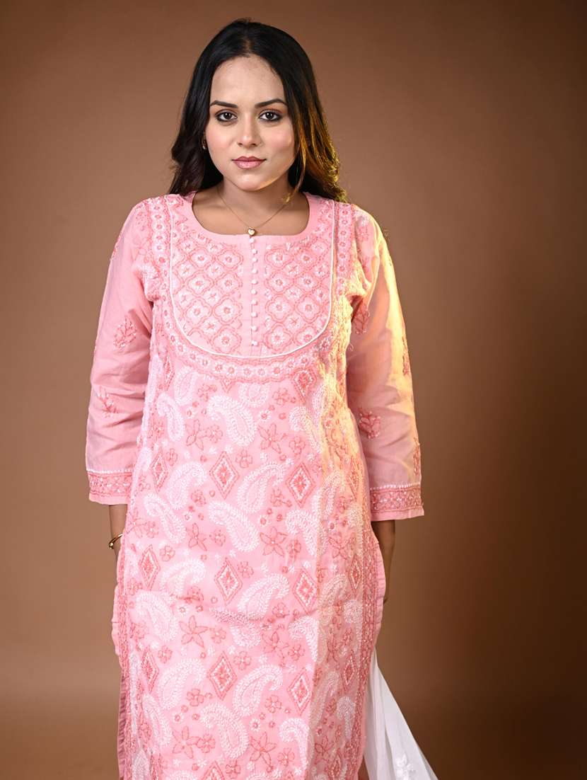 women solid with work long sleeve kurta pant with dupatta set - 22268942 -  Standard Image - 3
