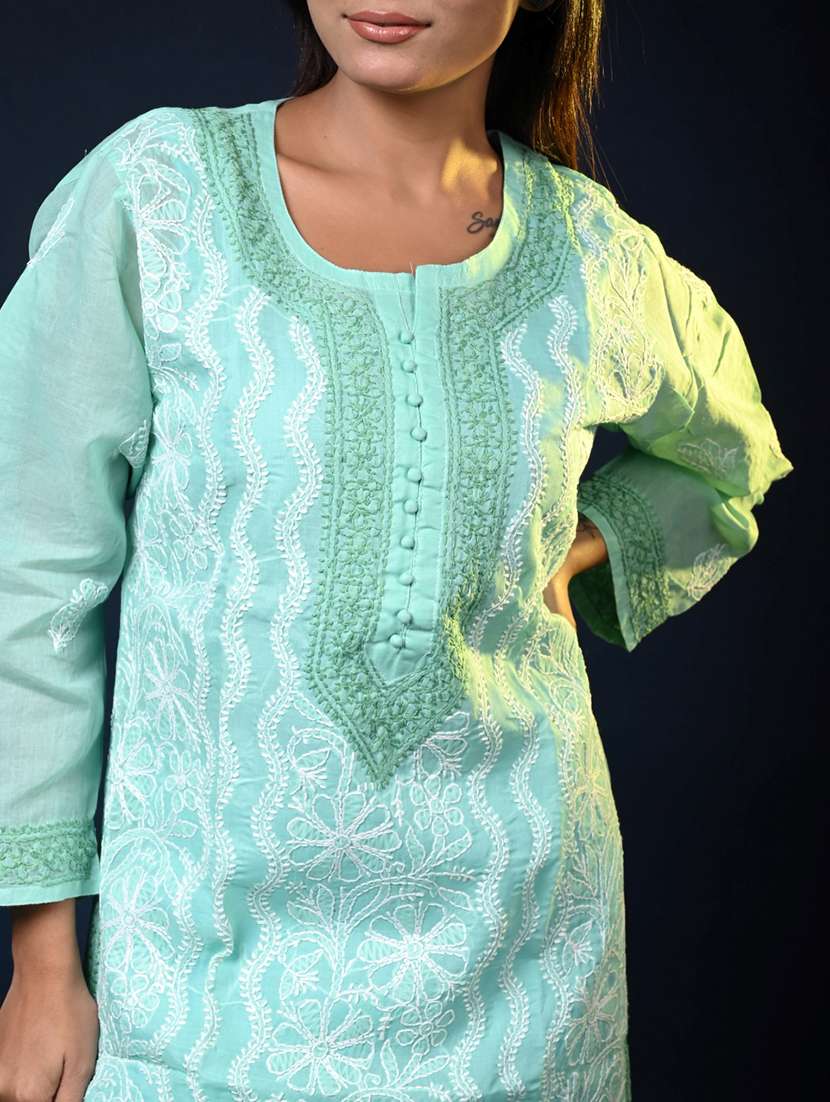 women solid with work long sleeve kurta pant with dupatta set - 22268955 -  Standard Image - 3