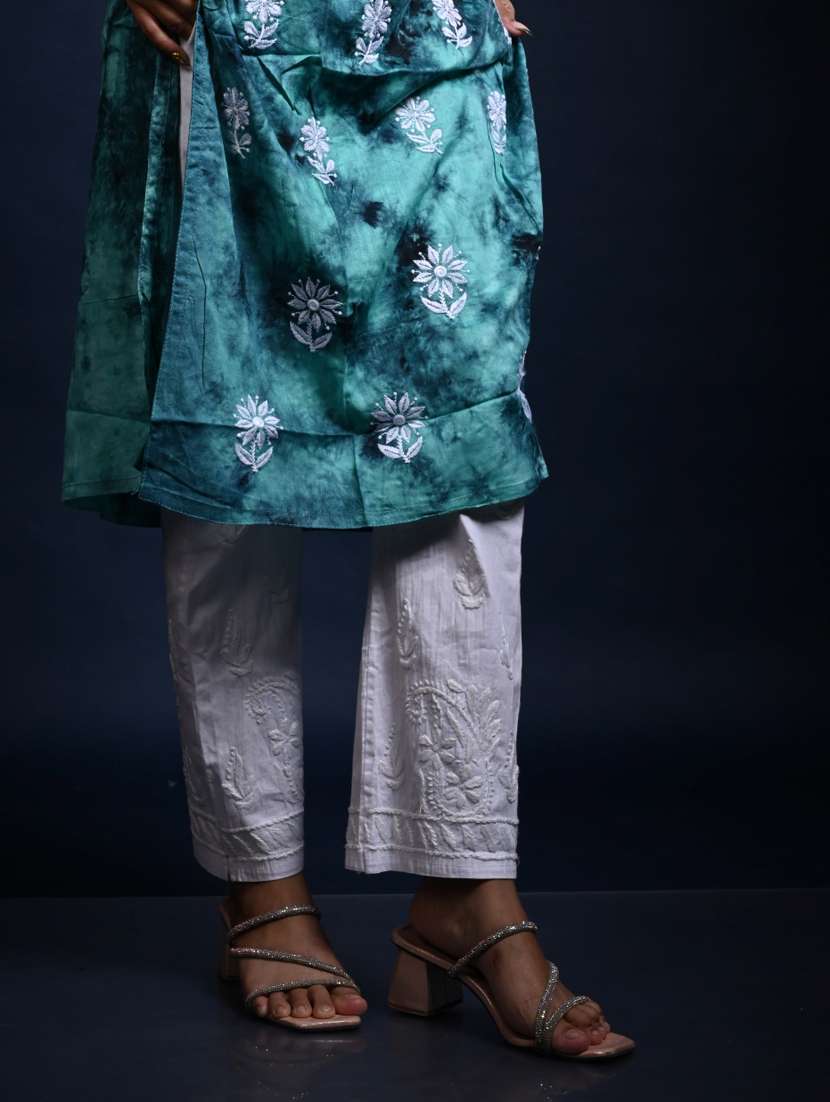 women chikankari long sleeve kurta pant with dupatta set - 22268966 -  Standard Image - 3