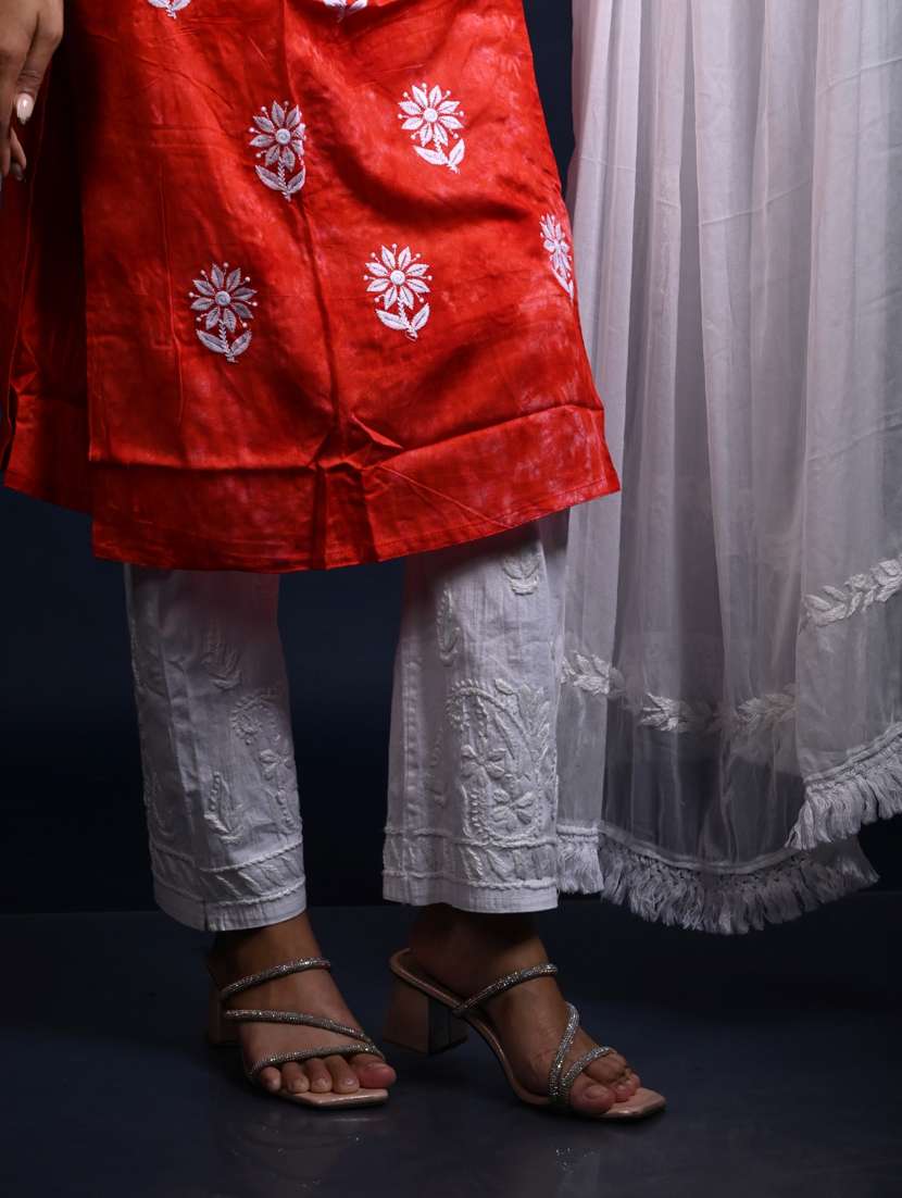 women chikankari long sleeve kurta pant with dupatta set - 22268968 -  Standard Image - 3