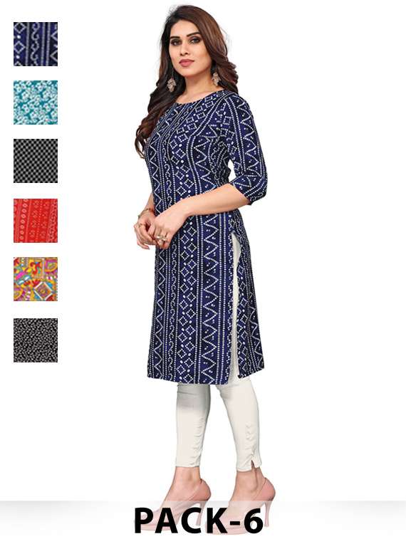multi colored crepe straight kurta
