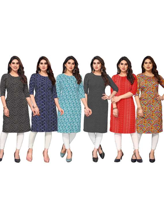multi colored crepe straight kurta - 22269018 -  Standard Image - 5