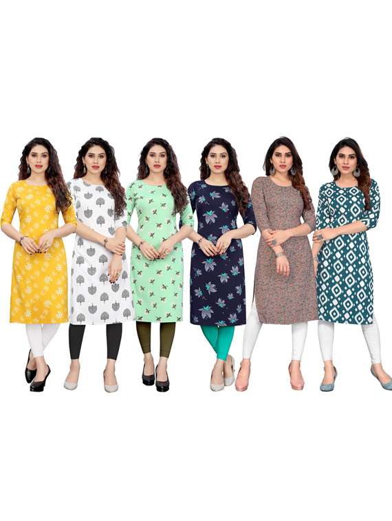 women pack of 6 printed straight kurta - 22269193 -  Standard Image - 5