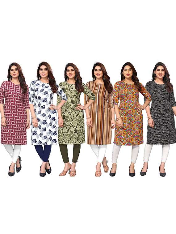 women pack of 6 printed straight kurta - 22269342 -  Standard Image - 5