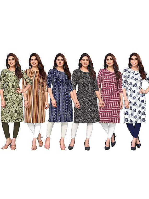 women pack of 6 printed straight kurta - 22269441 -  Standard Image - 5