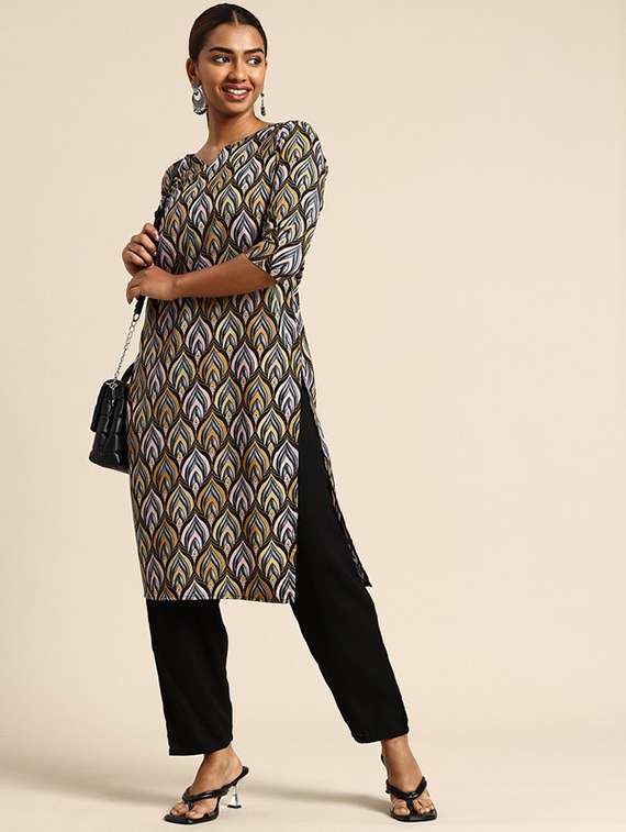 women pack of 5 printed straight kurta - 22269605 -  Standard Image - 5