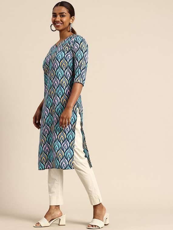 women pack of 3 printed straight kurta - 22270110 -  Standard Image - 3