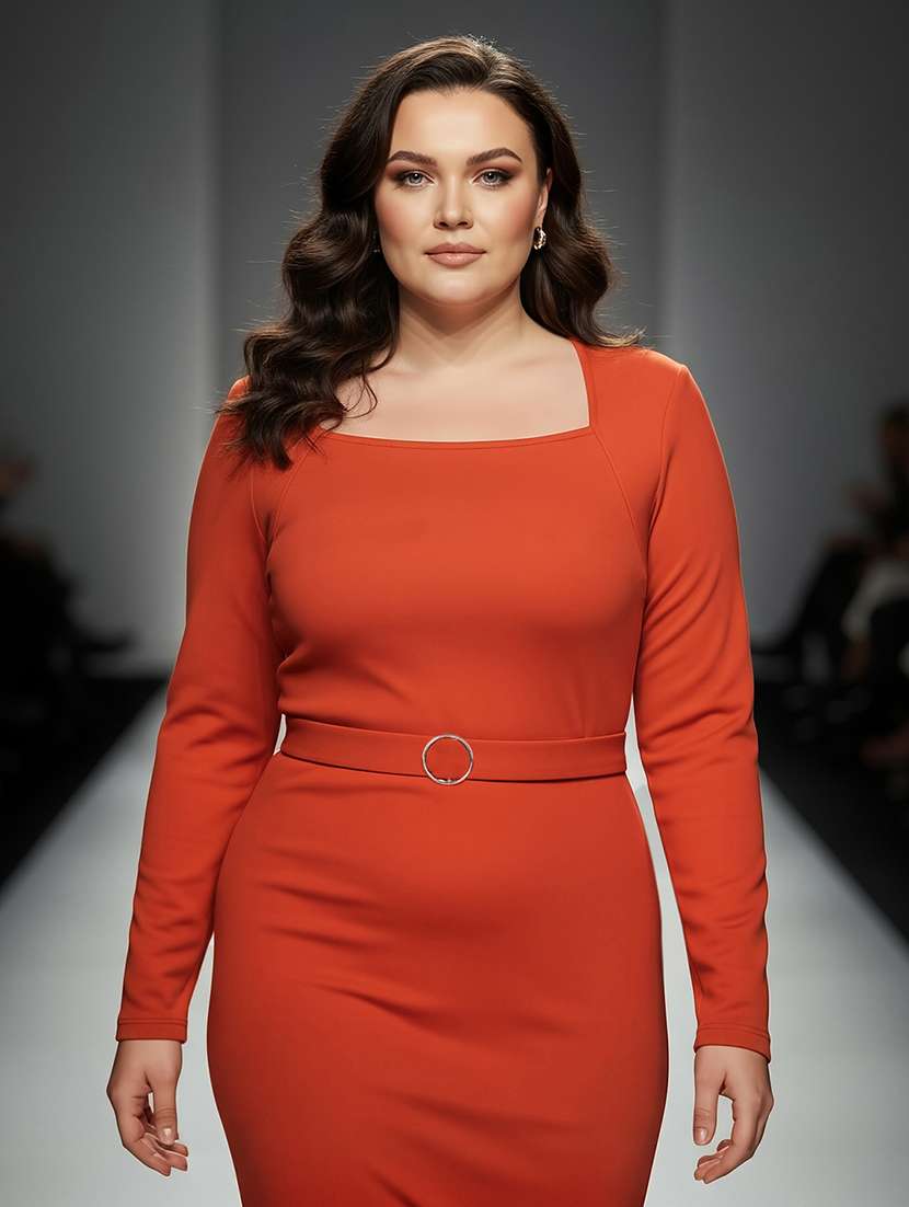 women plus size solid long sleeve bodycon dress - 22270449 -  Standard Image - 3