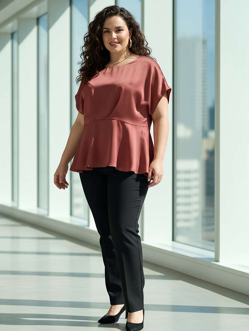 women plus size short sleeve peplum top - 22270460 -  Standard Image - 3