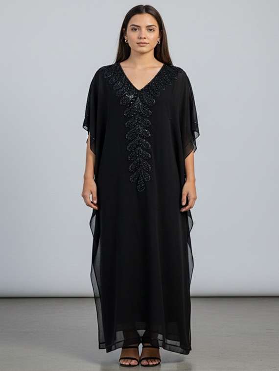 women embroidered kimono sleeve kaftan dress