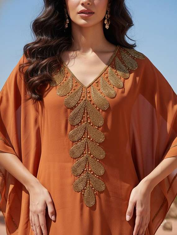 women embroidered kimono sleeve kaftan kurta - 22270674 -  Standard Image - 3