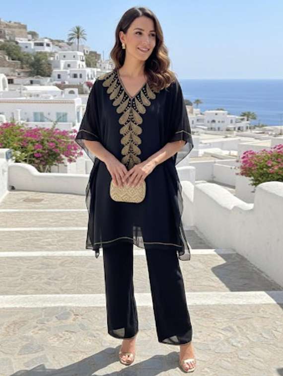 women embroidered kimono sleeve kaftan kurta