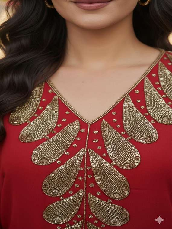 women embroidered kimono sleeve kaftan kurta - 22270676 -  Standard Image - 3