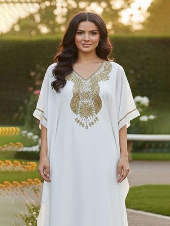 women embroidered kimono sleeve kaftan dress - 22270680 -  Standard Image - 3
