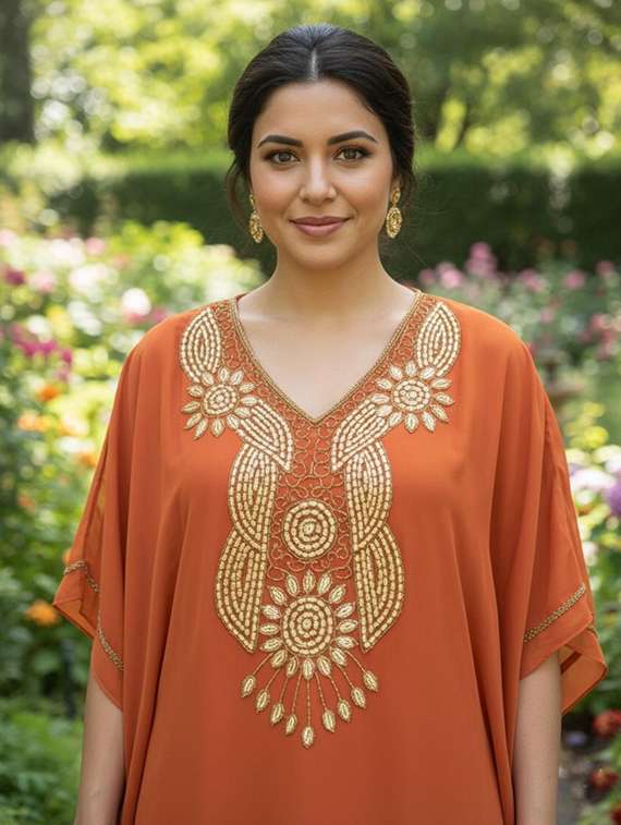 women embroidered kimono sleeve kaftan dress - 22270681 -  Standard Image - 3