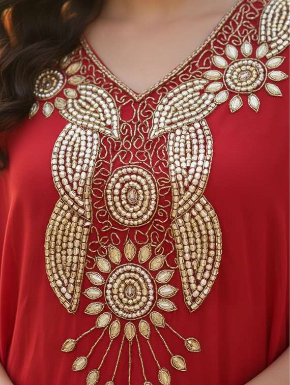 women embroidered kimono sleeve kaftan kurta - 22270688 -  Standard Image - 3