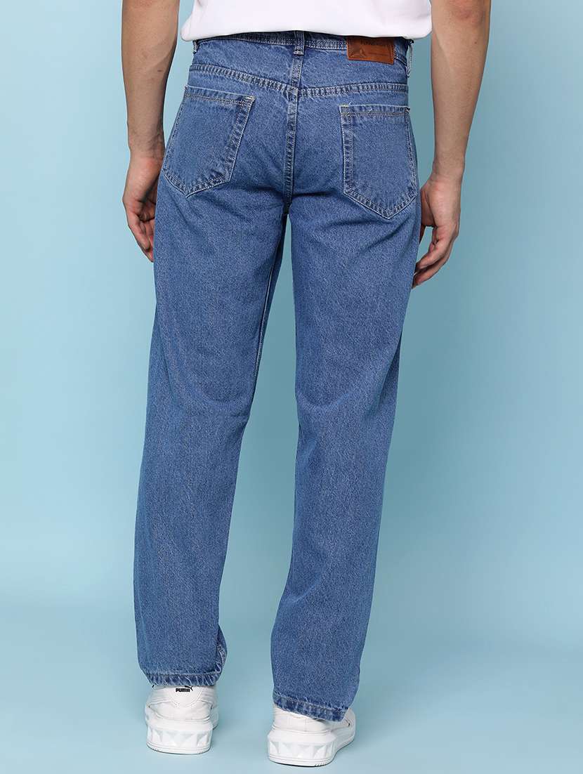 men plain mid rise full length straight jeans - 22271068 -  Standard Image - 3