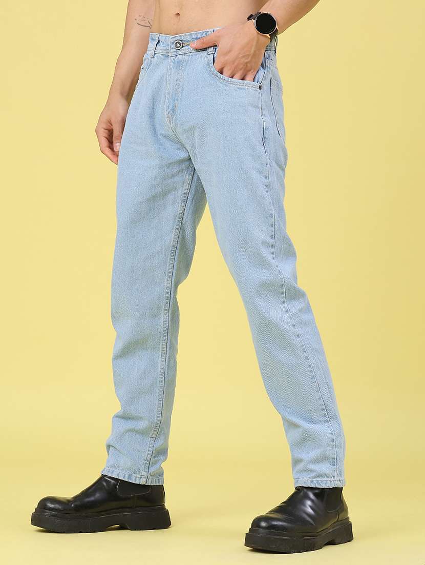 men plain mid rise full length tapered jeans - 22271069 -  Standard Image - 3