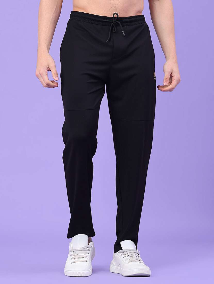 men solid mid rise regular fit track pant
