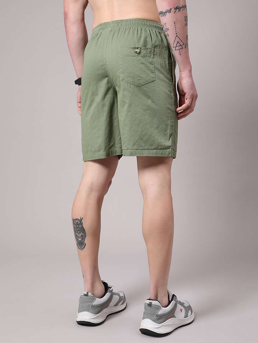 men olive cotton shorts three - fourth - 22271219 -  Standard Image - 3