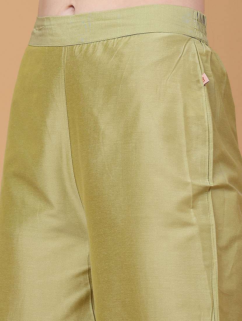 women solid with work three quarter sleeve kurta palazzo set - 22271252 -  Standard Image - 5