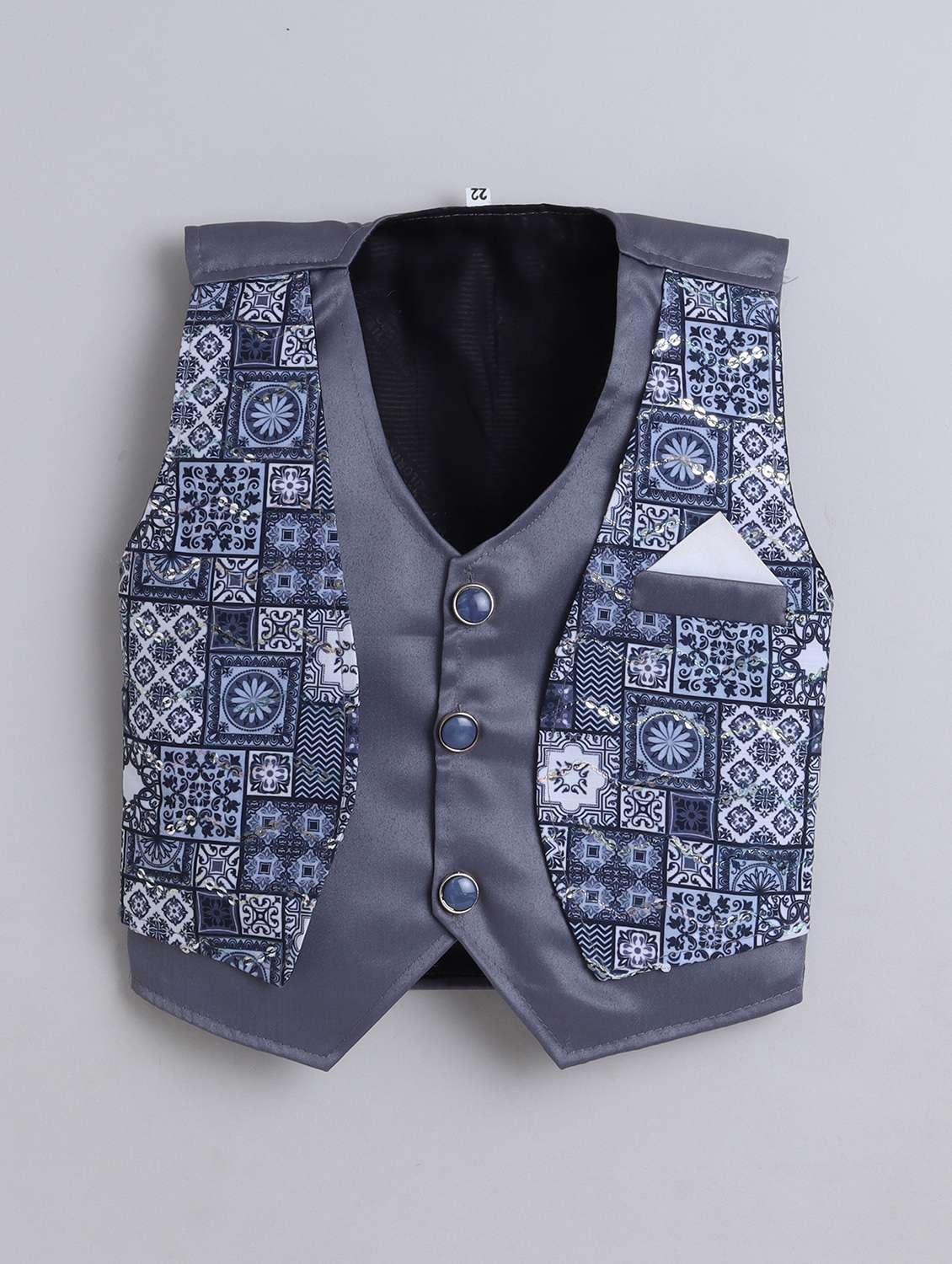 boys printed waistcoat and trouser with shirt set - 22271308 -  Standard Image - 3