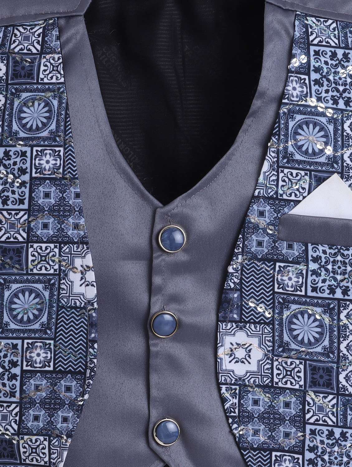 boys printed waistcoat and trouser with shirt set - 22271308 -  Standard Image - 5