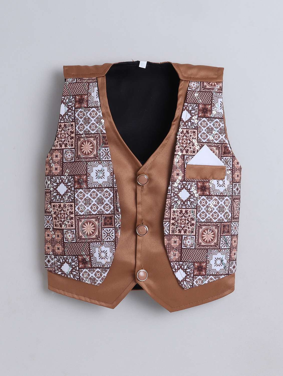 boys printed waistcoat and trouser with shirt set - 22271309 -  Standard Image - 3