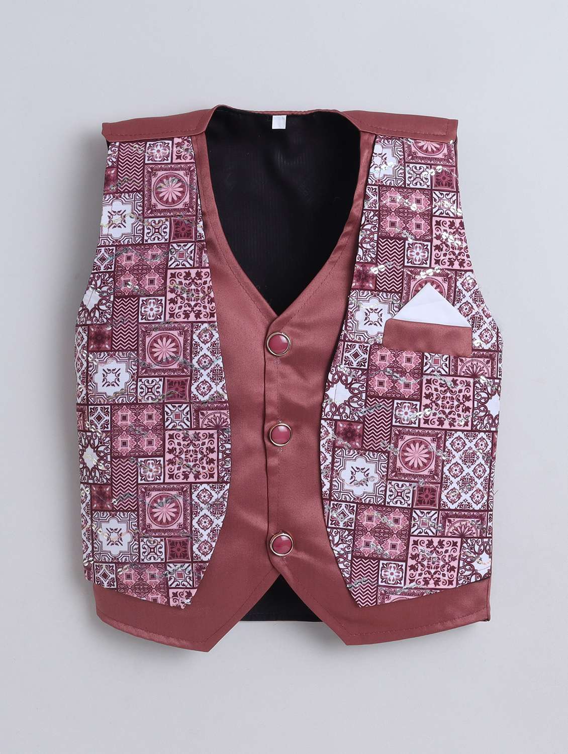 boys printed waistcoat and trouser with shirt set - 22271310 -  Standard Image - 3