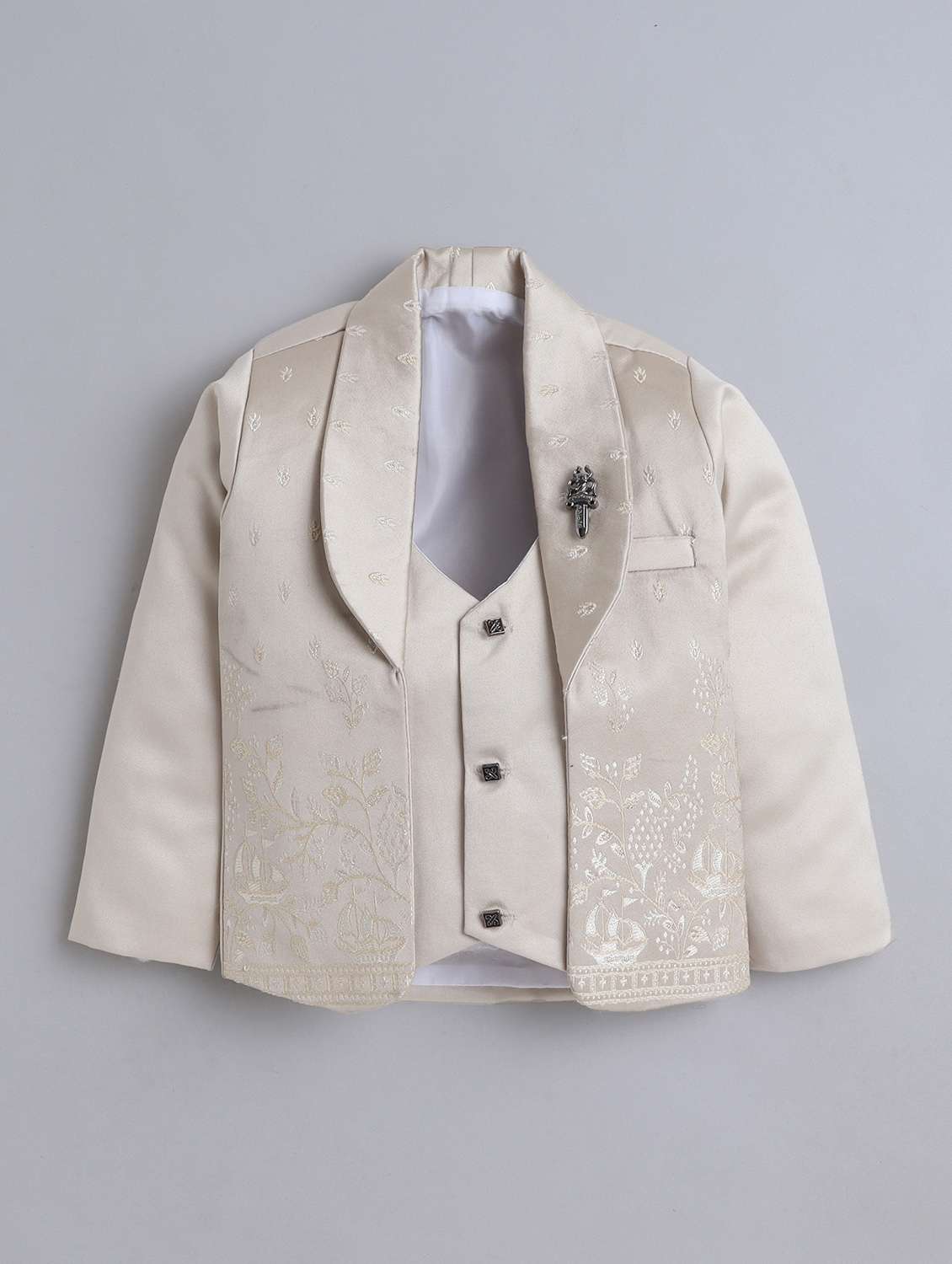 boys printed blazer and trouser with shirt set - 22271316 -  Standard Image - 3