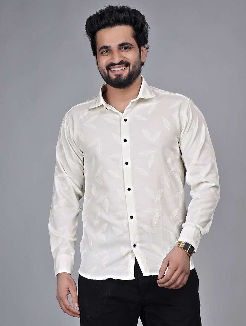 men printed collared long sleeve shirt