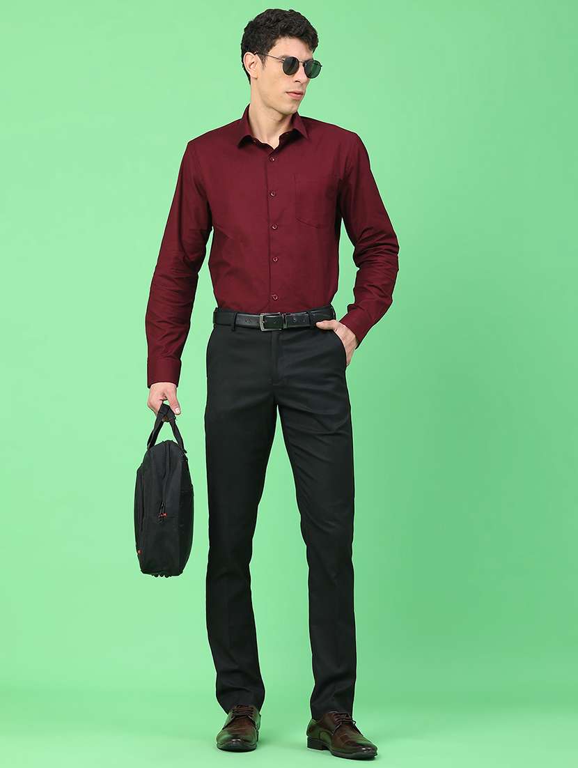 men solid mid rise flat front formal trouser - 22271567 -  Standard Image - 5