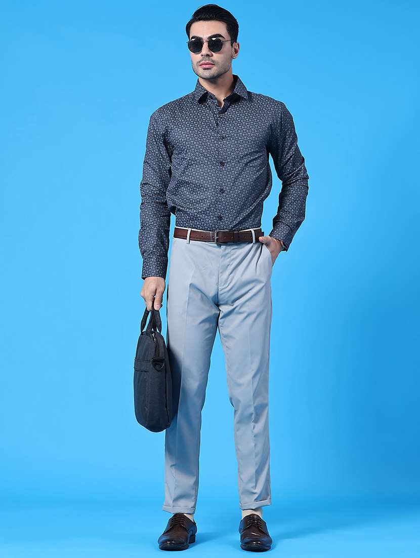 men solid mid rise flat front formal trouser - 22271569 -  Standard Image - 5