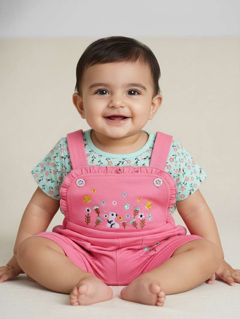 boys printed t-shirt and dungree set